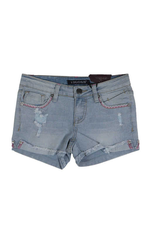 Vigoss Toddler Girls Rainbow Bird Pocket Denim Shorts