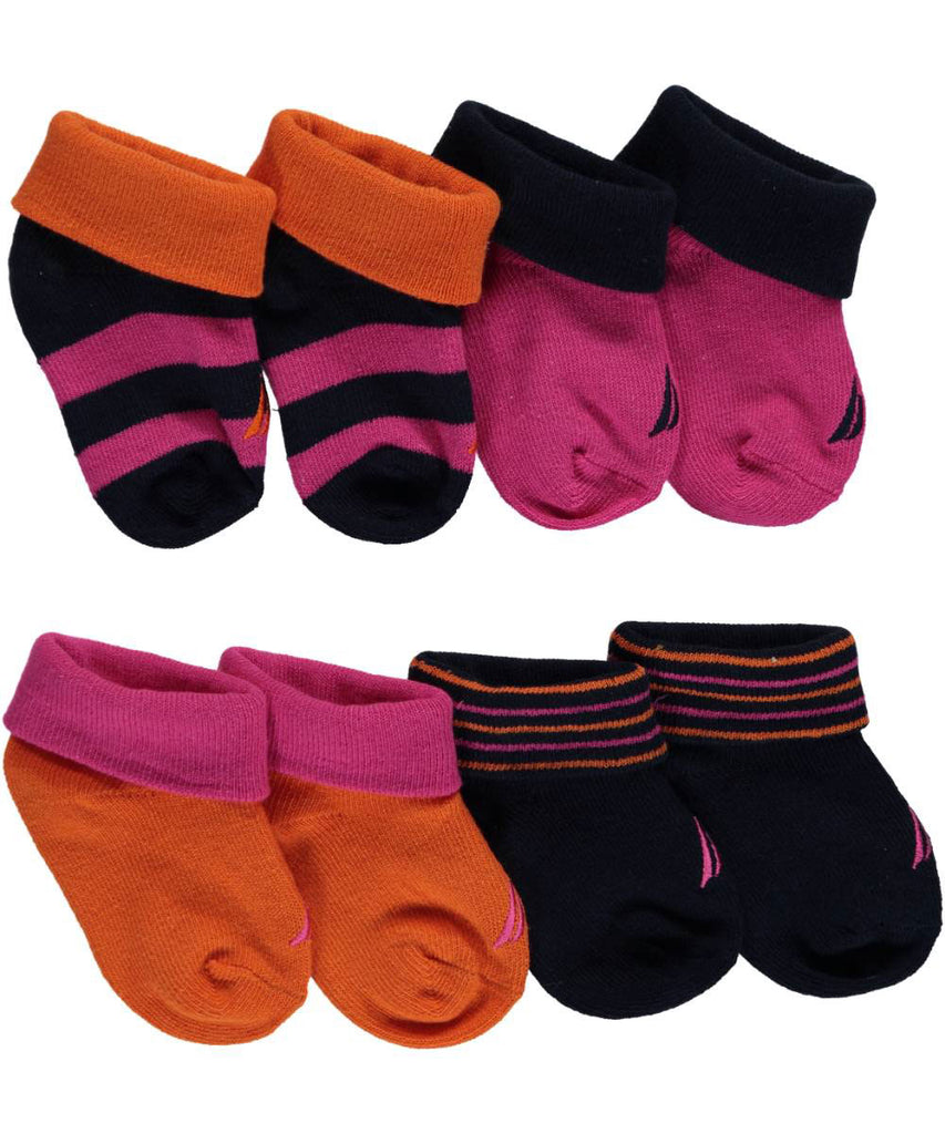 Nautica Baby Girls' "Stripe Medley" 4-Pack Sock Booties