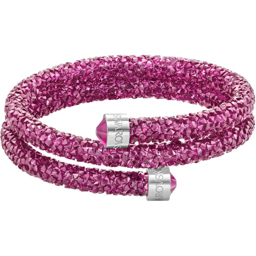 CRYSTALDUST DOUBLE BANGLE, FUCHSIA, STAINLESS STEEL