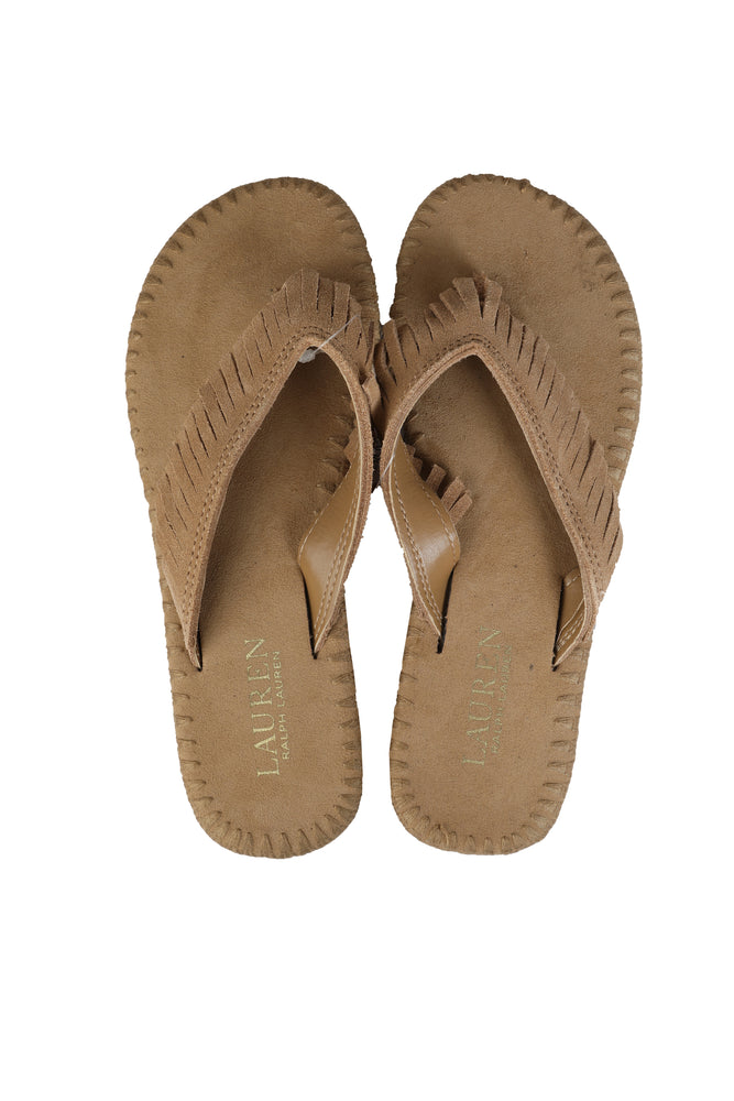 Polo Ralph Lauren Women's Suede Leather Fringe Flip Flops
