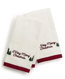 Martha Stewart Collection Very Merry Embroidered Cotton 2-Pc. Fingertip Towel Set.
