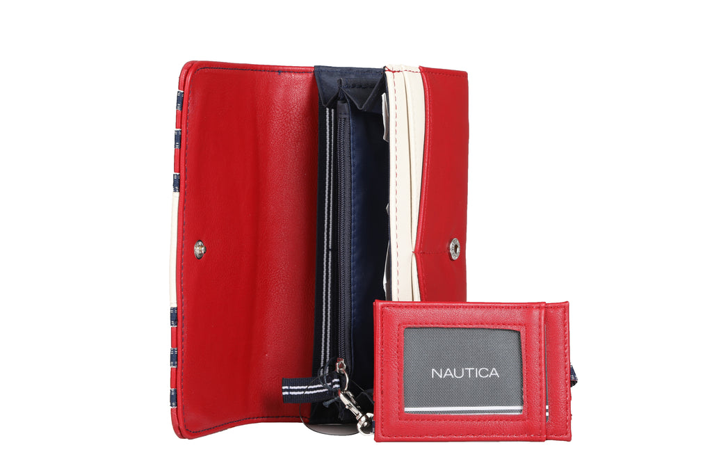 Nautica Straight Away Pull Out ID Clutch Wallet Organizer With RFID