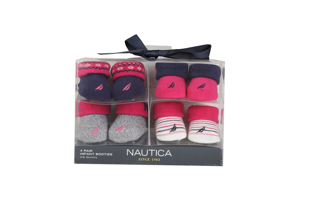 Nautica Baby Girls' "Stripe Medley" 4-Pack Sock Booties