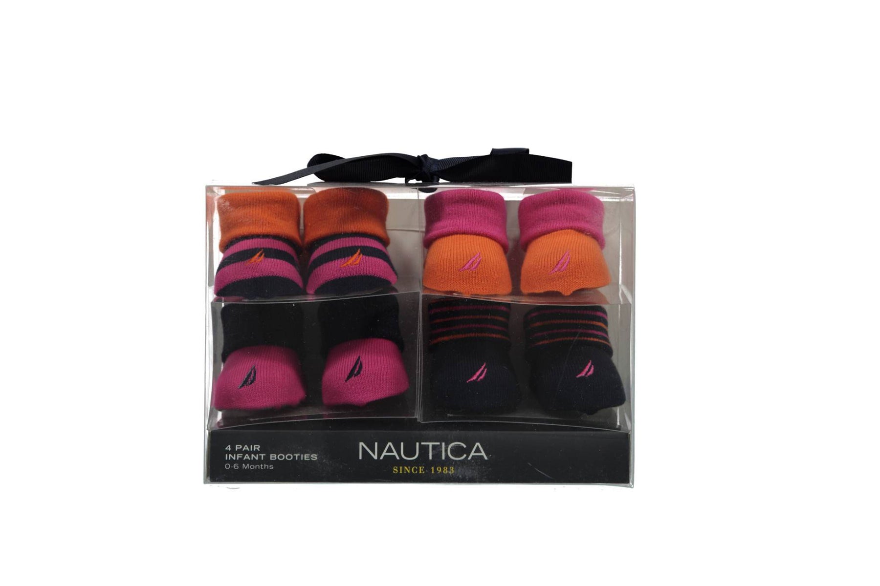 Nautica Baby Girls' "Stripe Medley" 4-Pack Sock Booties