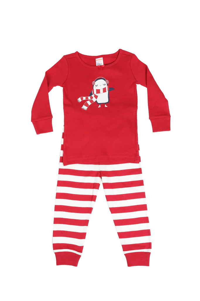 Gymboree Red Cozy Penguin Christmas Holiday Two-piece Gymmies Pajamas