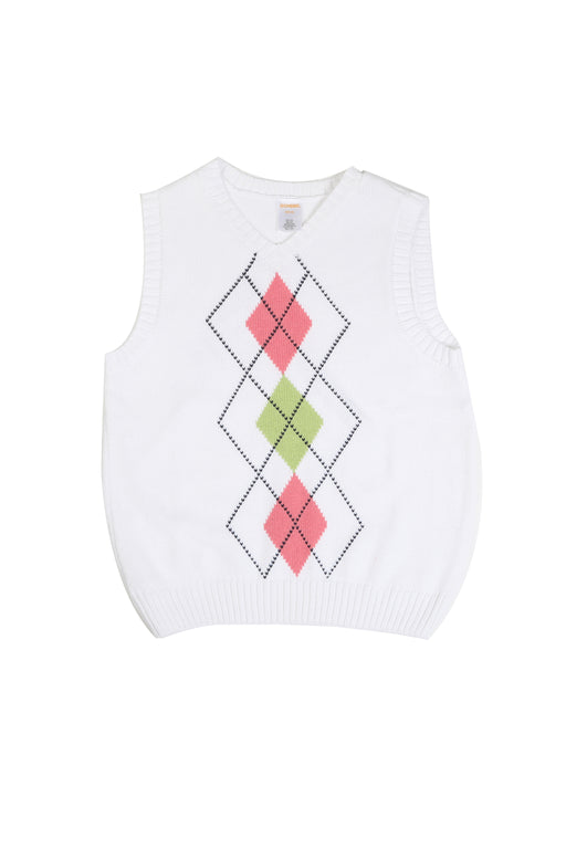 G White Argyle Sweater Vest Holiday Easter