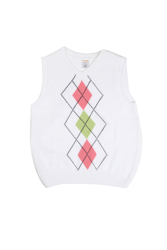 G White Argyle Sweater Vest Holiday Easter