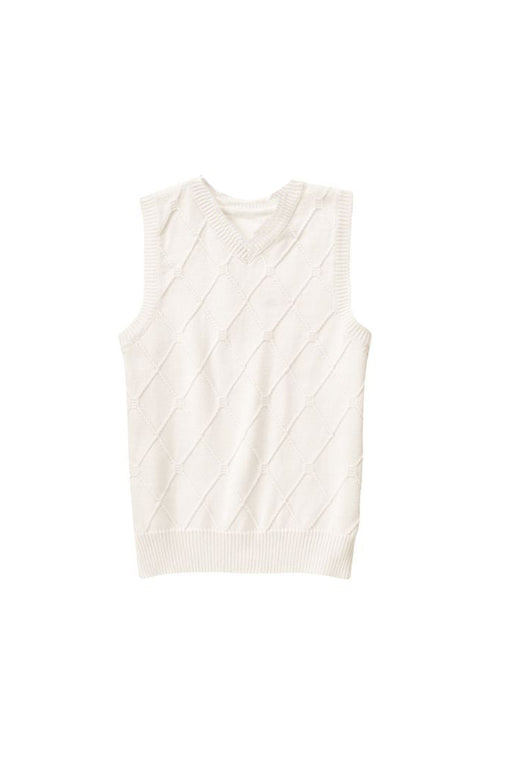 G Boys PICNIC PARTY White Textured Argyle Sweater Vest V-neck