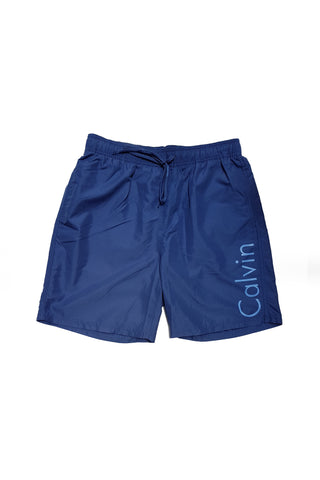 Calvin Klein Men's Logo 7" Swim Trunks,Blue