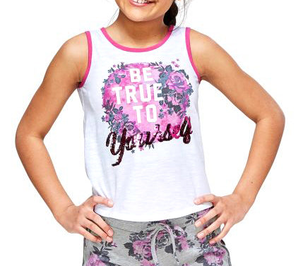 Justice Loop Back Sequin Tank