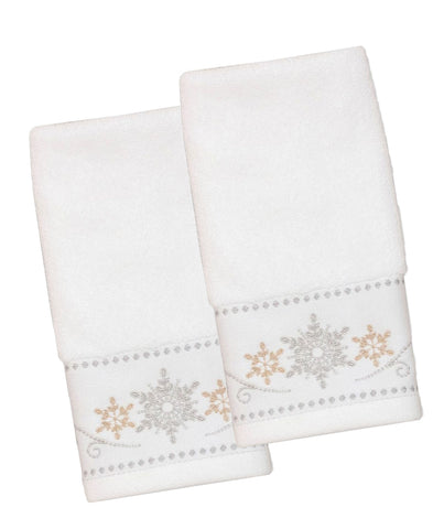Casaba Holiday Embroidered Christmas Hand Towels Set of 2