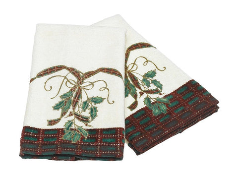 Kassa Moda Holiday Embroidered Christmas Hand Towels Set of 2