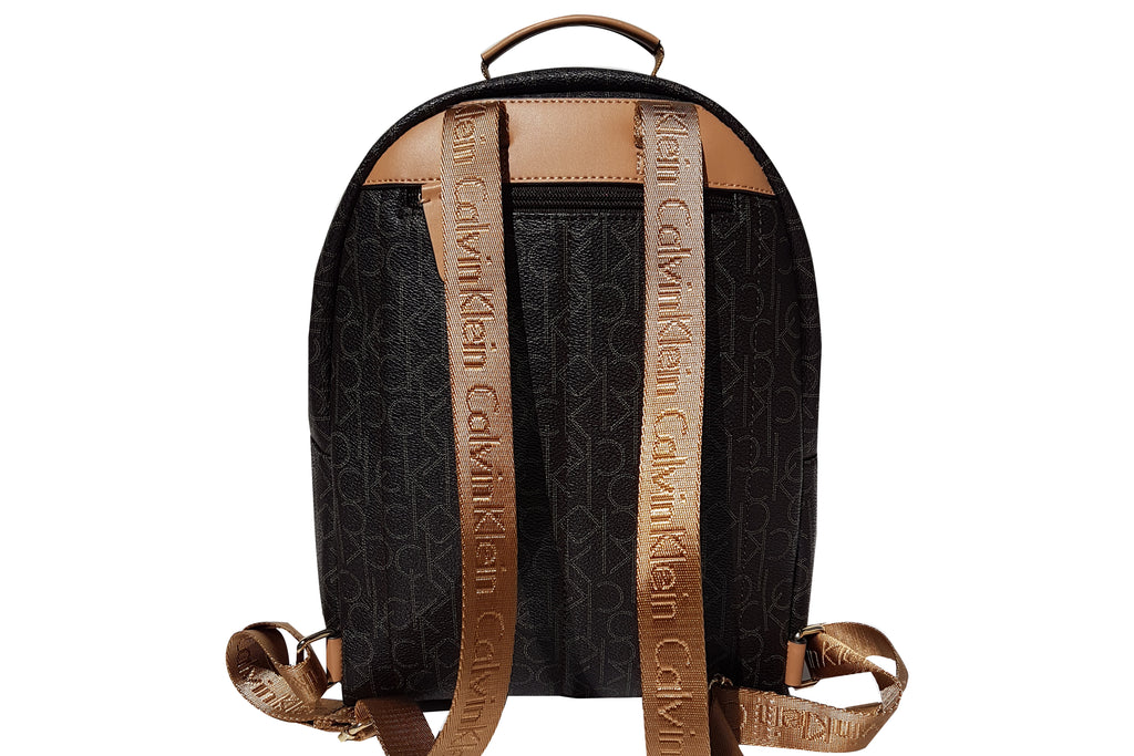 Calvin Klein Women's Monogram Signature Backpack Khaki Brown