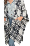 Abercrombie & Fitch Womens Plaid Black and White Cape Poncho
