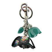 Coach F58517 Floral Resin Coated Canvas Tea Rose Key Charm Green Leaf