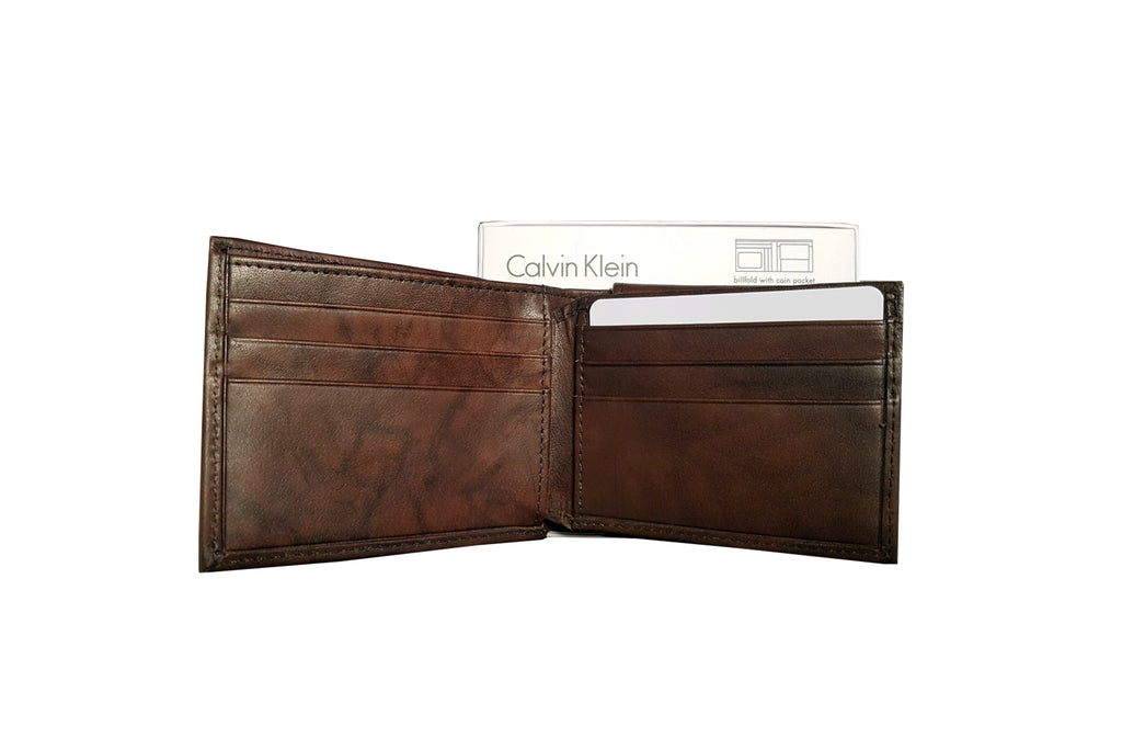 Calvin Klein Dark Brown Men Black Billfold With Coin Pocket