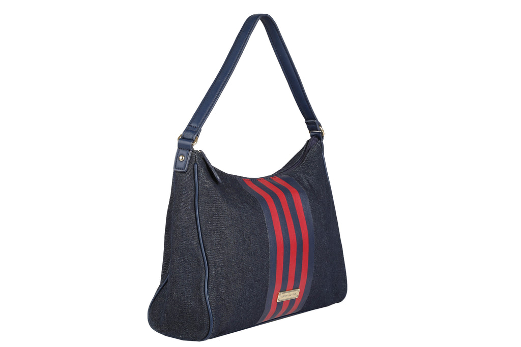 Tommy Hilfiger Handbag Hobo Blue Denim/Red Stripe