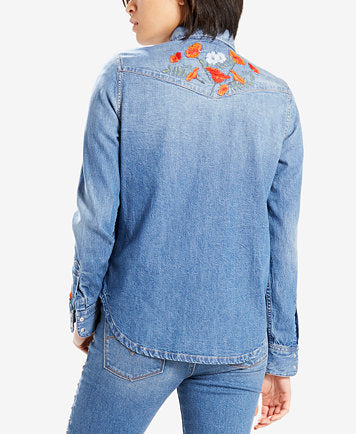 Levi's® Limited Cali Western Cotton Denim Embroidered Shirt