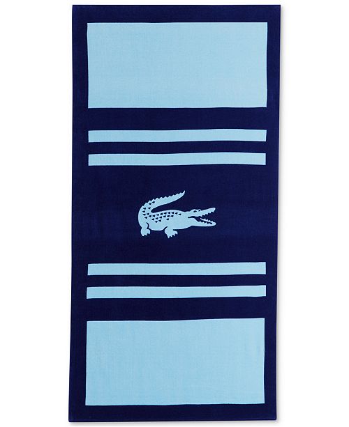 Lacoste Pop Cotton Stripe Logo-Print 36" x 72" Beach Towel