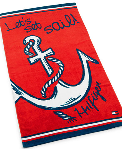 Tommy Hilfiger Cotton 35" x 66" Let's Set Sail Beach Towel