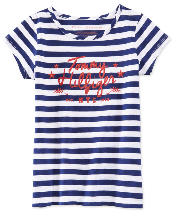 TH Big Girls Striped Glitter-Graphic T-Shirt