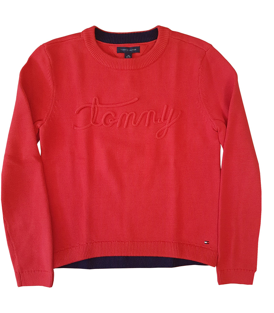 Tommy girl knit sweater with embroidered logo.
