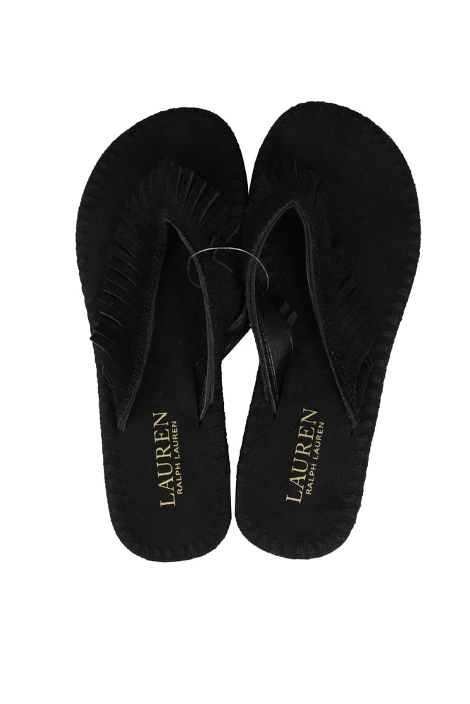 Polo Ralph Lauren Women's Suede Leather Fringe Flip Flops