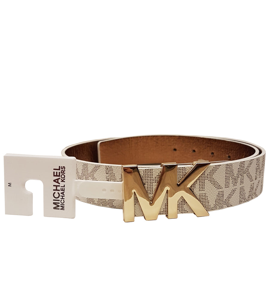 Michael Kors Belt with MK Logo Plaque -Vanilla 55376C