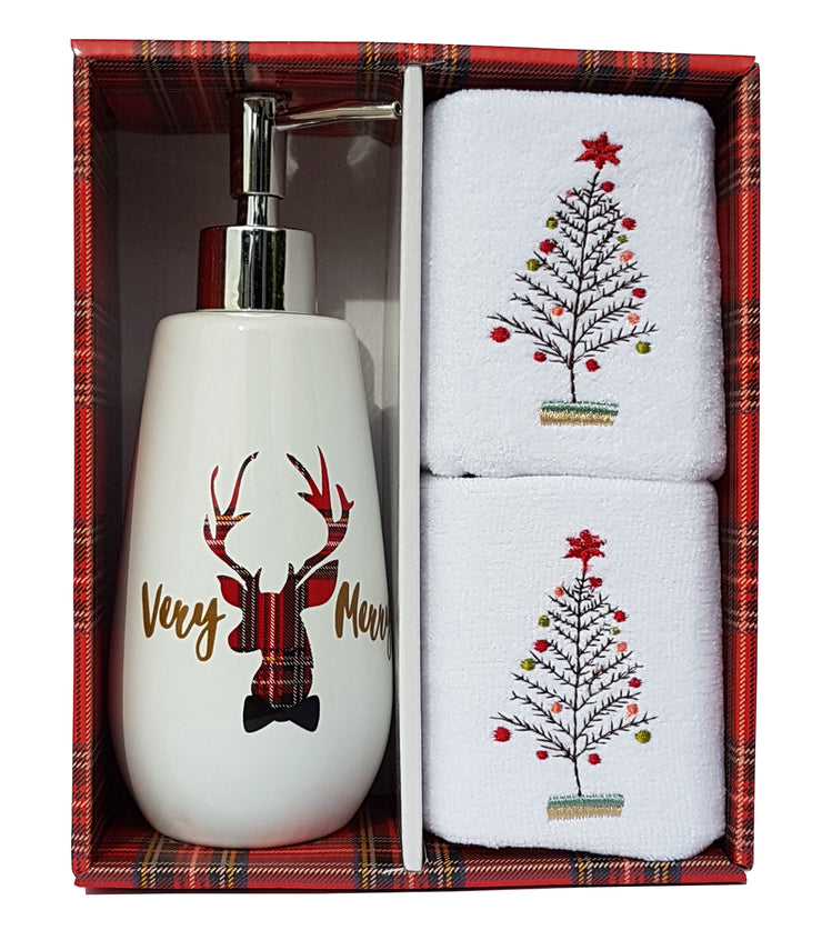 Avanti Very Merry 3-Pc. Lotion Pump and Fingertip Towel Box Set