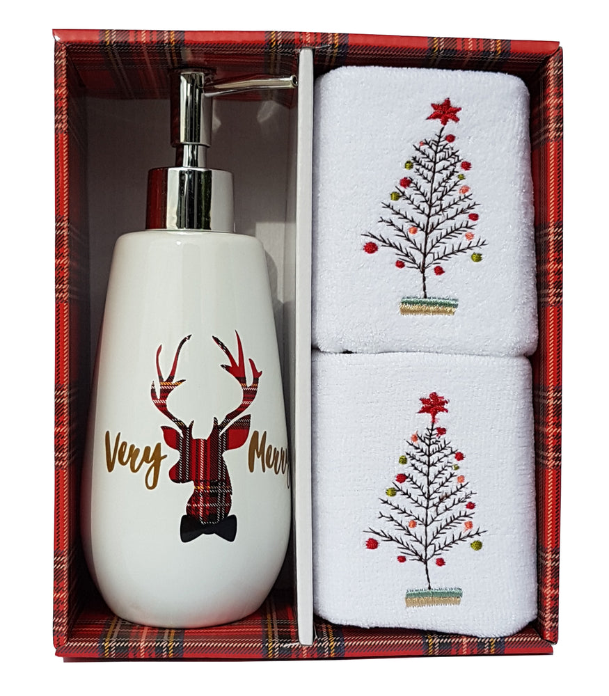 Avanti Very Merry 3-Pc. Lotion Pump and Fingertip Towel Box Set
