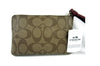 Coach Khaki Metallic Cherry Red Signature Corner Zip Wristlet