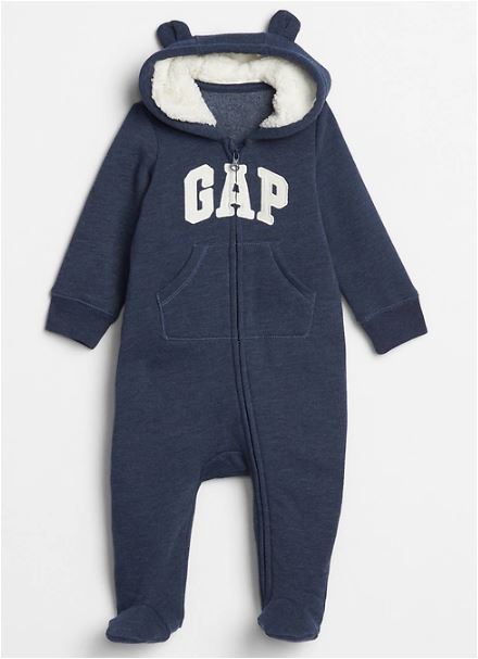 Baby Logo Sherpa-Hood One-Piece