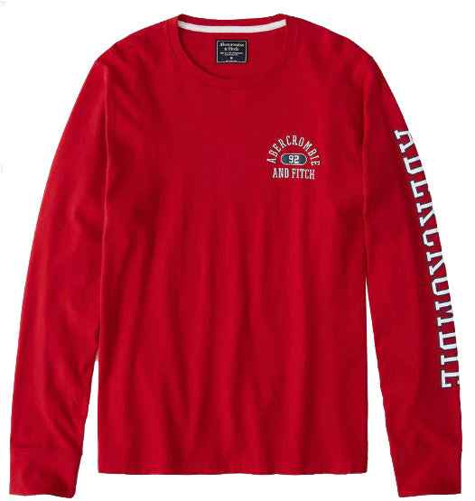 Abercrombie & Fitch Long Sleeve Applique Tee Red