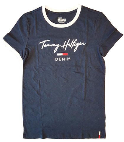 Tommy Hilfiger Womens T-Shirt Dress Graphic Logo Short Sleeve Stretch Casual