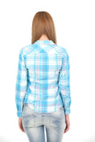 Tommy Hilfiger Women White & Blue Checked Casual Shirt