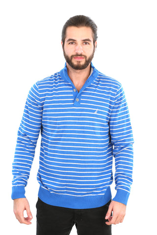 Nautica Men's Striped Quarter Zip Sweater