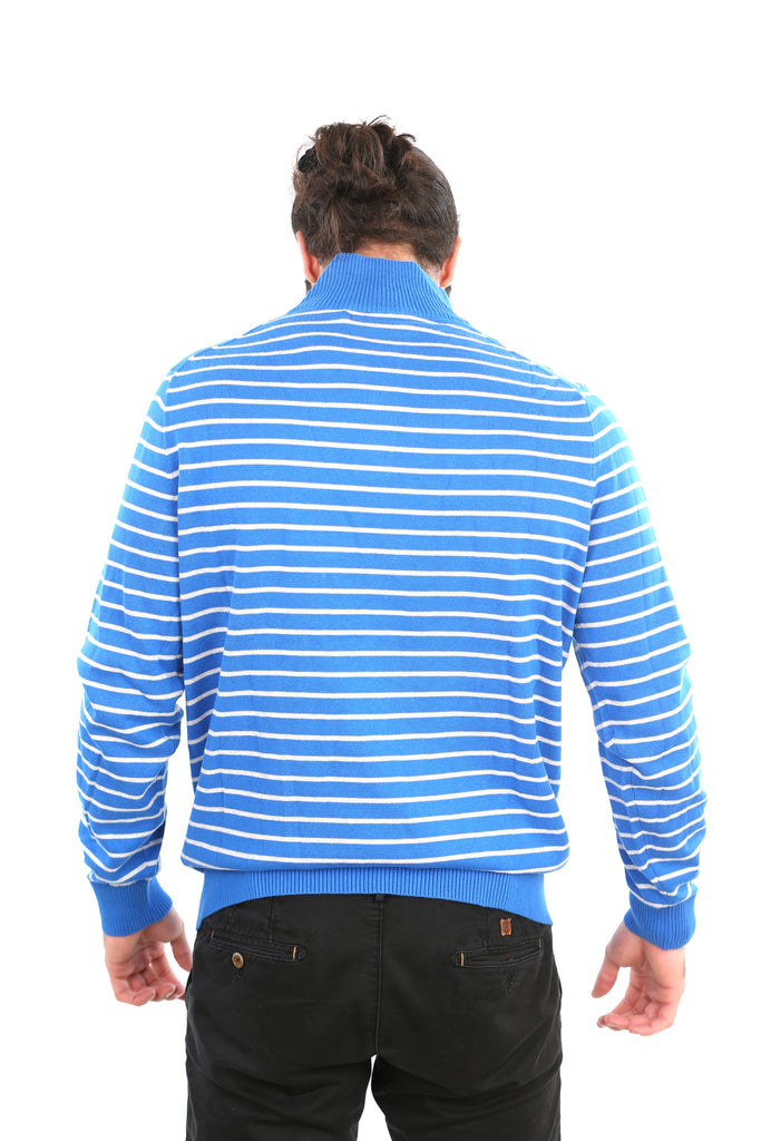 Nautica Men's Striped Buttoned Mock Neck Sweater