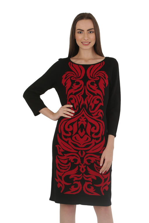 Nine West Jacquard Damask Knit Dress