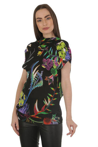 Roberto Cavalli Women's Dress Long Sleeve Tunic Flowers Print