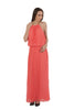 MSK Pleated Sleeveless Necklace Maxi Dress Coral