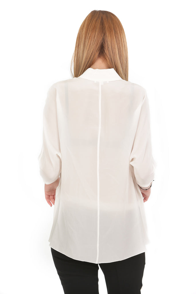 Patrizia Pepe Long Sleeve Shirt In Silk Crepe De Chine