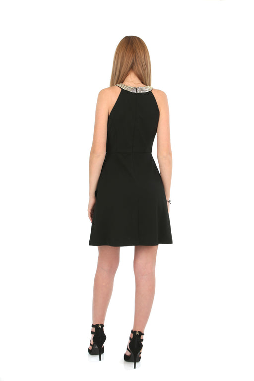JS Women's Solid Ity Dress with Neck Detail