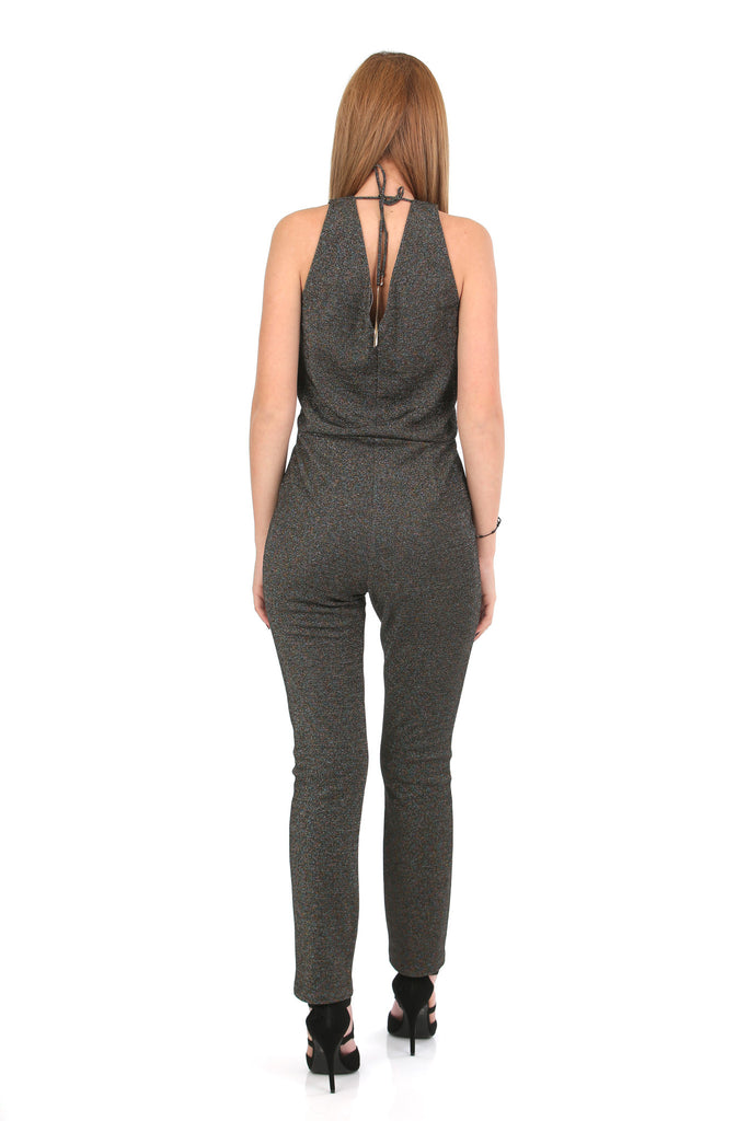 Patrizia Pepe Long Jumpsuit In Stitch Lurex Fabric