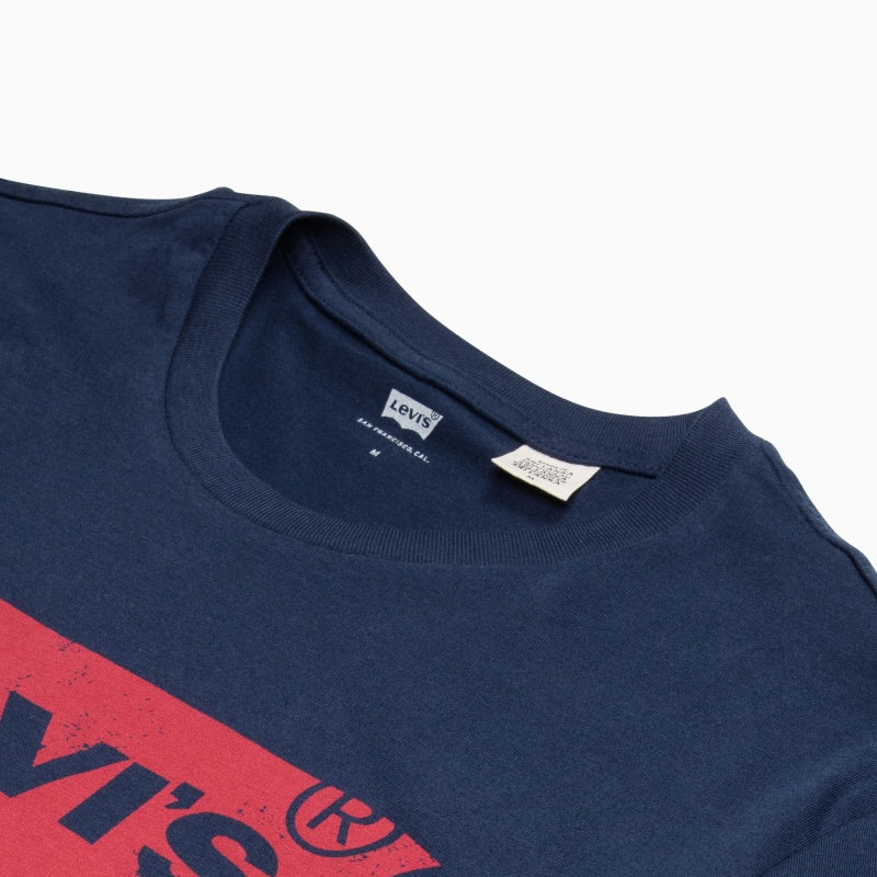 Levi 's Lee Weiss Men's Navy Blue Round Neck Cotton Classic