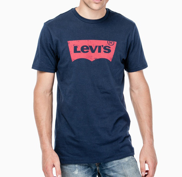 Levi 's Lee Weiss Men's Navy Blue Round Neck Cotton Classic
