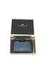Coach Khaki Metallic Blue Signature Corner Zip Wristlet