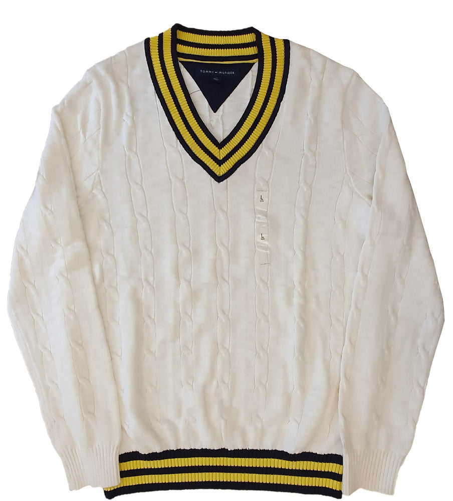 TH Tipped V-Neck Varsity Sweater