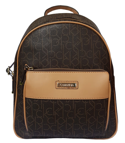 Tommy Hilfiger Handbag Jacquard Satchel ,Tan Dark Chocolate