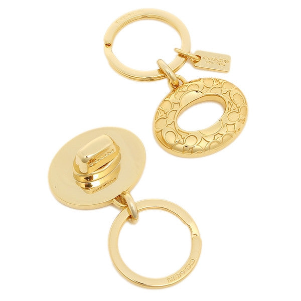 SIGNATURE C TURNLOCK VALET KEY RING (COACH F65501) GOLD