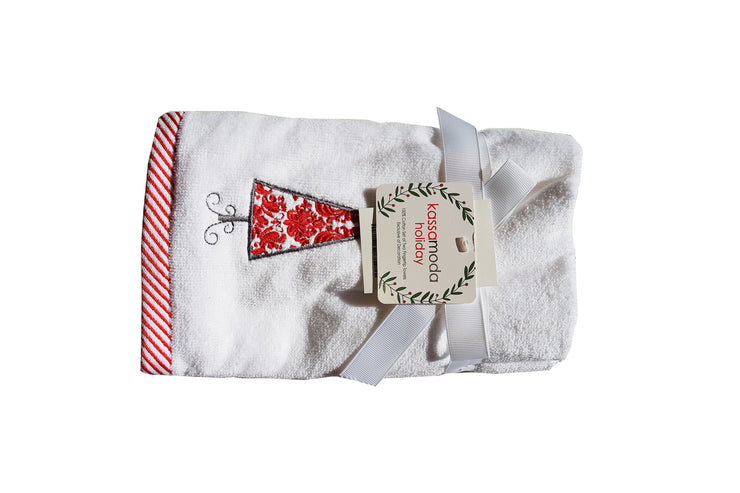 Kassa Moda Holiday Embroidered Christmas Hand Towels Set of 2